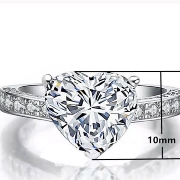 The Best seller!Delicate 925 Silver & CZ  Heart Ring sz 6 - Picture 8 of 15